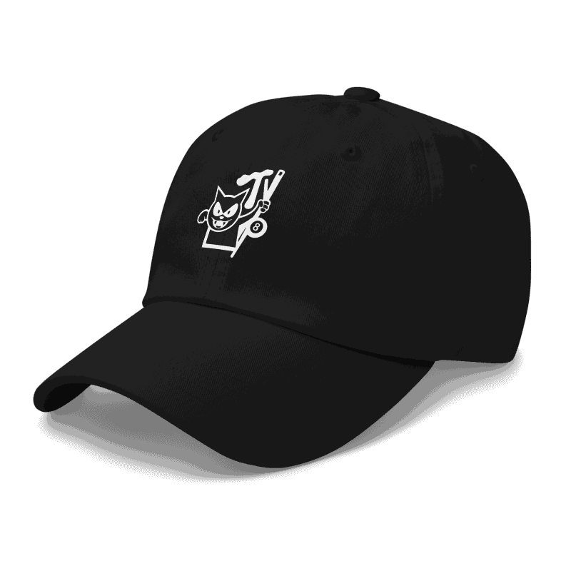 Gorra ajustable negra con bordado premium MPoolTV para billar.