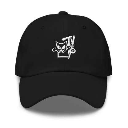 gorra negra MPoolTV con logo impreso