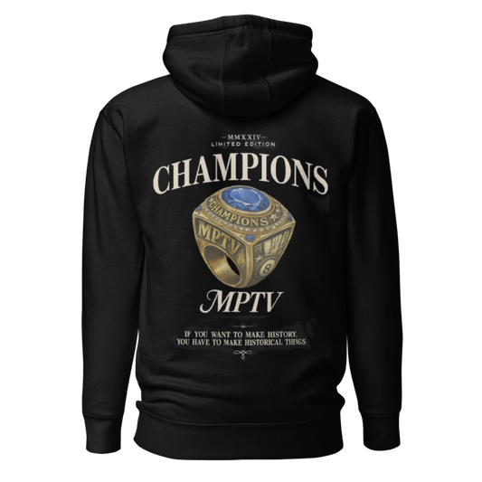sudadera negra MPoolTV anillo dorado campeón edición limitada