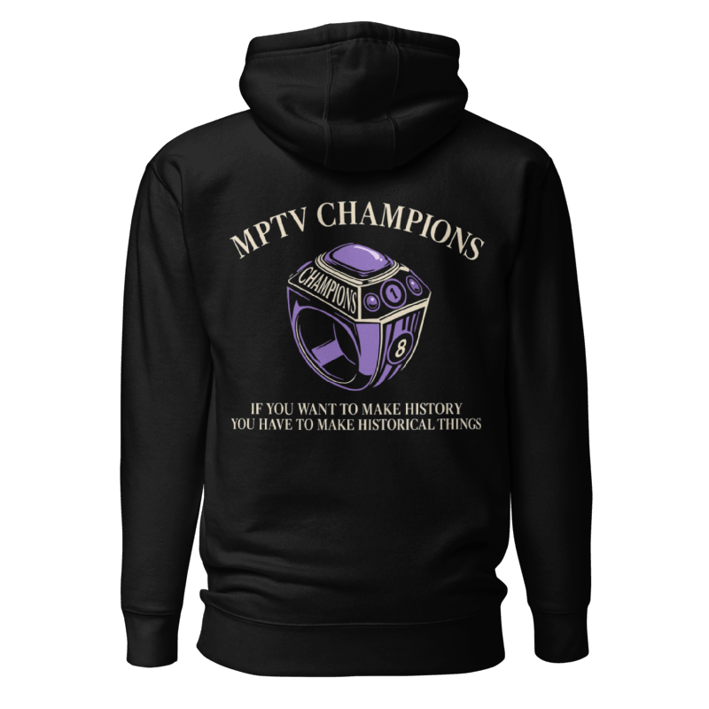 sudadera negra MPoolTV anillo morado campeón