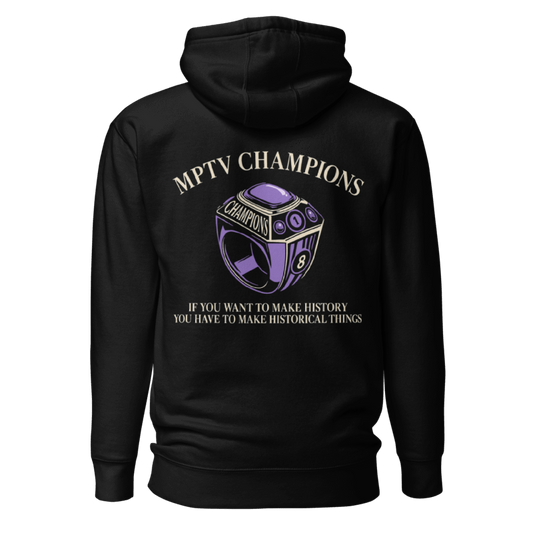 sudadera negra MPoolTV anillo morado campeón